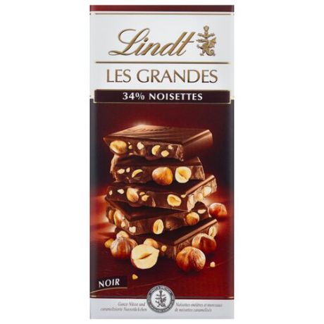 Шоколад Lindt Les Grandes темный с цельным фундуком, 150 г