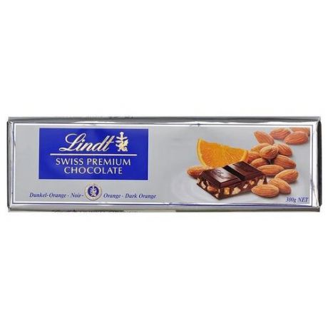 Шоколад Lindt Swiss premium темный с апельсином и миндалем, 300 г