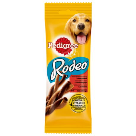 Лакомство для собак Pedigree Rodeo мясные косички, 4 шт. в уп.