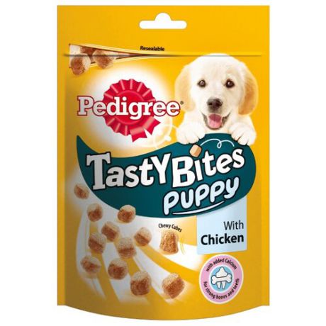 Лакомство для собак Pedigree Tasty Bites Puppy ароматные кусочки с курицей, 125 г