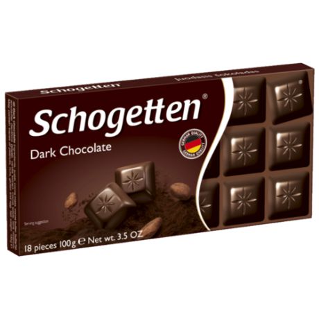Шоколад Schogetten Dark темный порционный, 100 г