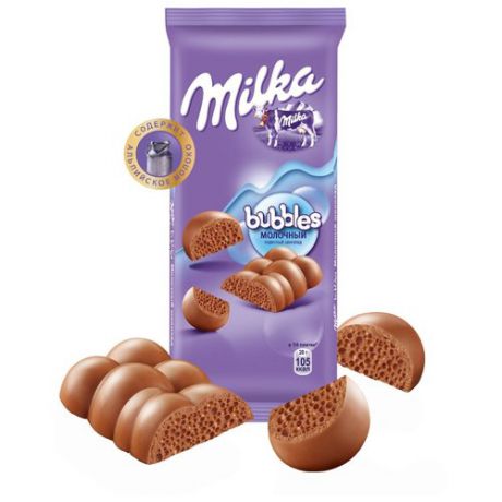 Шоколад Milka Bubbles молочный пористый, 80 г