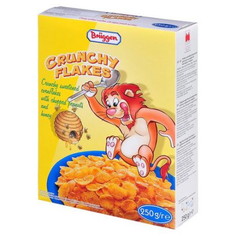 Готовый завтрак Bruggen Crunchy Flakes хлопья с арахисом и медом, коробка, 250 г