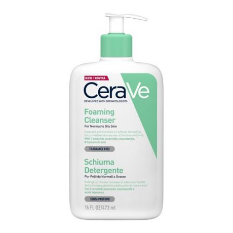 CeraVe гель очищающий для нормальной и жирной кожи лица и тела, 473 мл