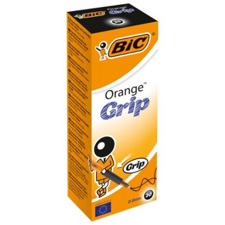 BIC Набор шариковых ручек Orange Grip, 0.8 мм (811926/811925), черный цвет чернил