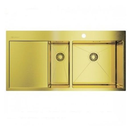 Врезная кухонная мойка 100 см OMOIKIRI Akisame 100-2-LG-R 4973090 светлое золото