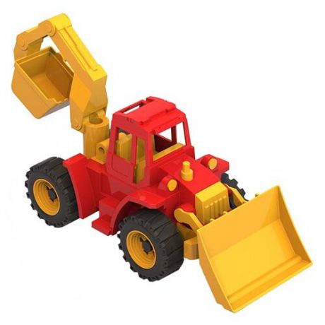 Трактор Нордпласт Ангара с грейдером и ковшом (141) 40 см красный/желтый