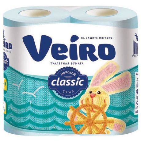 Туалетная бумага Veiro Classic Морской бриз двухслойная, 4 рул.