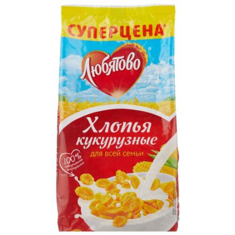 Готовый завтрак Любятово Хлопья кукурузные, пакет, 300 г