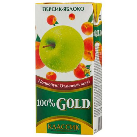 Напиток сокосодержащий 100% Gold Персик-Яблоко, 0.95 л