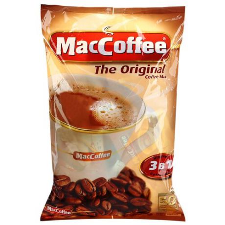 Растворимый кофе MacCoffee The Original 3 в 1, в пакетиках (50 шт.)