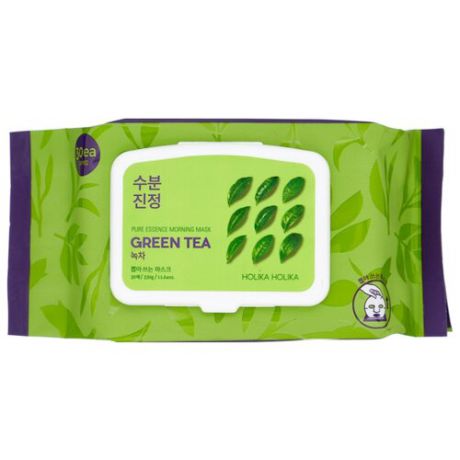 Holika Holika увлажняющие экспресс-маски Pure Essence Morning Mask с зеленым чаем, 30 шт.