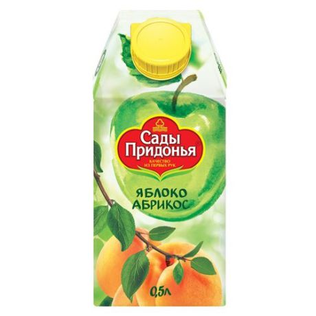 Сок Сады Придонья Яблоко-Абрикос, с крышкой, без сахара, 0.5 л