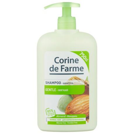 CORINE de FARME Shampoo Gentle Almond шампунь Мягкий с Миндалем для нормальных волос 750 мл с дозатором