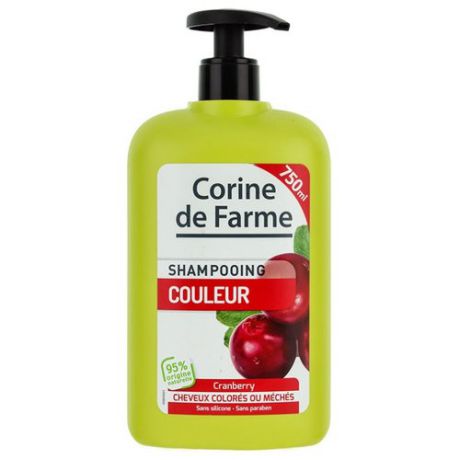 CORINE de FARME Shampoo Colour Cranberrry шампунь для Окрашенных Волос с Клюквой и UV Фильтрами для окрашенных волос 750 мл с дозатором
