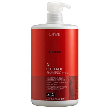 Шампунь Lakme Teknia Ultra Red Освежающий цвет махагоновых и красных оттенков волос, 1000 мл