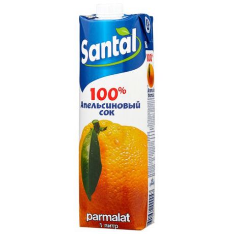 Сок Santal Апельсин, с крышкой, без сахара, 1 л