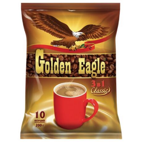 Растворимый кофе Golden Eagle 3 в 1 Classic, в пакетиках (10 шт.)