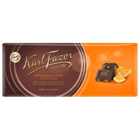 Шоколад Fazer темный со вкусом апельсина 47% какао, 200 г
