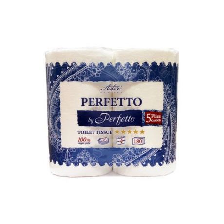 Туалетная бумага Aster Perfetto by Perfetto белая пятислойная, 4 рул.