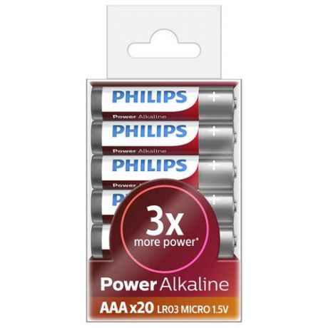 Батарейка Philips Power Alkaline ААА 20 шт блистер