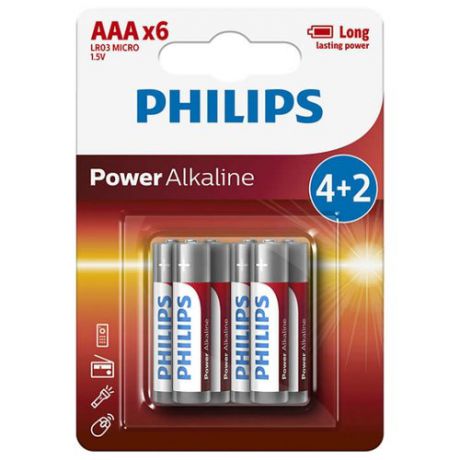 Батарейка Philips Power Alkaline ААА 6 шт блистер