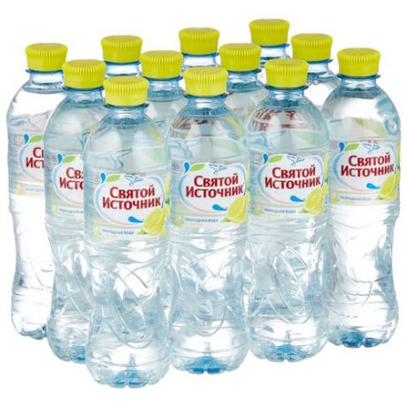 Питьевая вода Святой Источник Лимон негазированная, ПЭТ, 12 шт. по 0.5 л