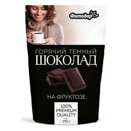 Фитодар Горячий шоколад растворимый темный на фруктозе, 170 г