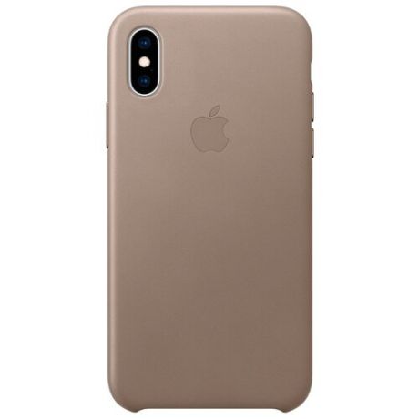 Чехол Apple кожаный для Apple iPhone XS платиново-серый