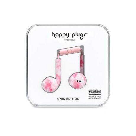 Наушники Happy Plugs Earbud Plus pink marble