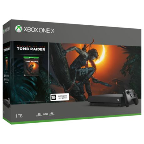 Игровая приставка Microsoft Xbox One X черный + Shadow of the Tomb Raider