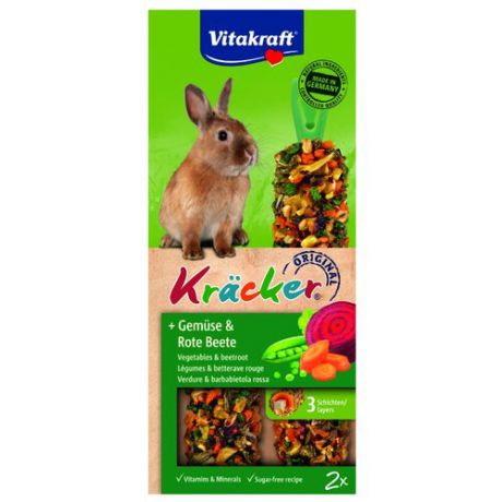 Лакомство для кроликов Vitakraft Крекеры Original свекла и овощи 112 г