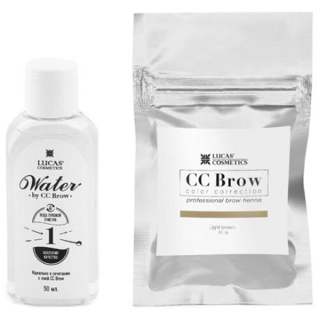 CC Brow Набор Хна для бровей в саше, 10 гр. + вода для разведения хны, 50 мл light brown