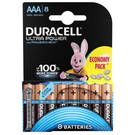 Батарейка Duracell Ultra Power AAA/LR03 8 шт блистер