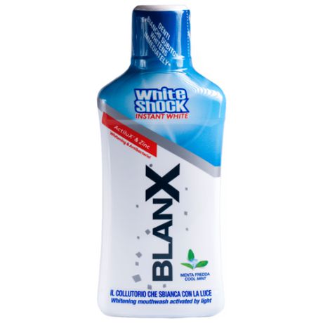 BlanX White Shock Antibacterial Mouthwash Instant White, Антибактериальный ополаскиватель для полости рта Быстрое отбеливание, 500 мл
