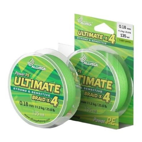 Плетеный шнур ALLVEGA ULTIMATE light green 0.18 мм 135 м 11.3 кг