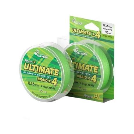 Плетеный шнур ALLVEGA ULTIMATE light green 0.16 мм 92 м 9.5 кг