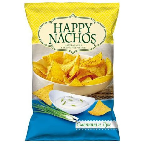 Чипсы Happy Nachos кукурузные Сметана и лук, 150 г