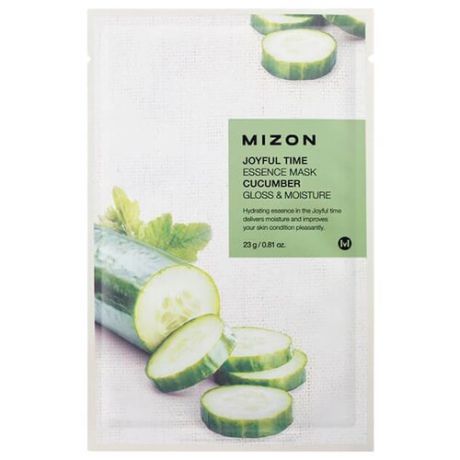 Mizon Joyful Time Essence Mask Cucumber тканевая маска с экстрактом огурца, 23 г