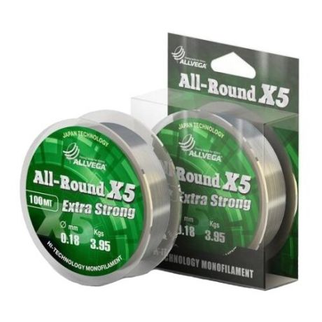 Монофильная леска ALLVEGA ALL-ROUND X5 прозрачная 0.18 мм 100 м 3.95 кг