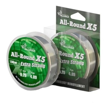 Монофильная леска ALLVEGA ALL-ROUND X5 прозрачная 0.2 мм 100 м 4.89 кг