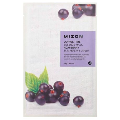 Mizon Joyful Time Essence Mask Acai Berry тканевая маска с экстрактом ягод асаи, 23 г