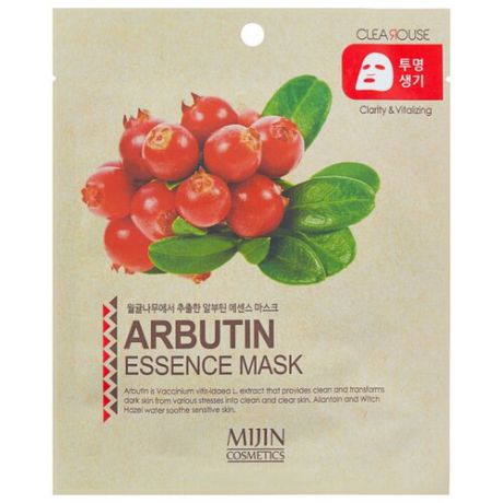 MIJIN Cosmetics тканевая маска Arbutin Essence Mask clearing and refreshing с арбутином, 25 г