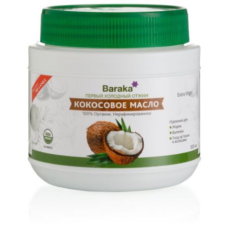 Baraka Масло кокосовое нерафинированное, пластиковая банка 0.5 л