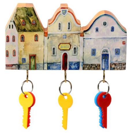 Ключница elf Маленькие городские домики, 19x11 см разноцветный