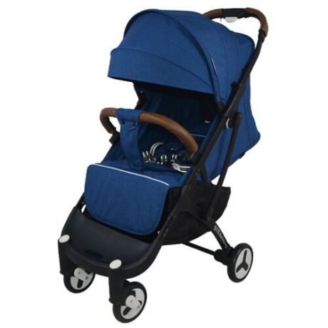 Прогулочная коляска Yoya Plus 3 (дожд., москит., подстак., бампер, сумка-чехол, бамбук. коврик, корзина д/пок, ремешок на руку, накидка на ножки) blue/black frame, цвет шасси: черный