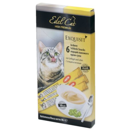 Лакомство для кошек Edel Cat Крем-суп с птицей и печенью, 90 г