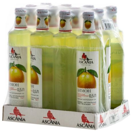 Газированный напиток Ascania Лимон, 0.5 л, 12 шт.