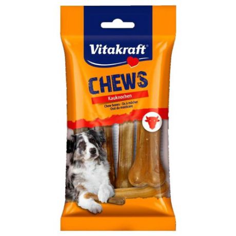 Лакомство для собак Vitakraft CHEWS Косточка прессованная из говяжьей кожи 11 см, 5 шт. в уп.