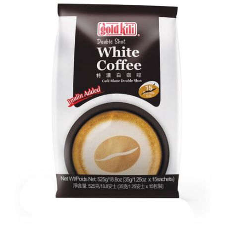 Растворимый кофе Gold Kili Double Shot White Coffee с инулином 3 в 1, в стиках (15 шт.)